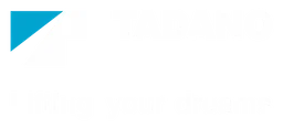 Tadano logo, white version, on a transparent background