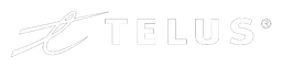 Telus logo, white wordmark version, on a transparent background