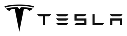 Tesla logo, black wordmark version, on a transparent background