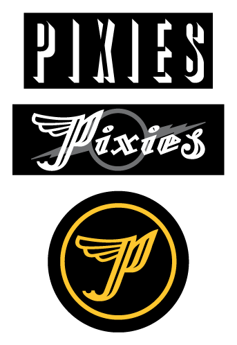 The Pixies logo, horizontal version, on a transparent background