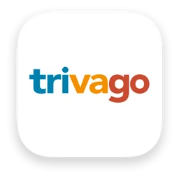 Trivago logo, white icon version, on a transparent background
