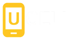 Ucell logo, horizontal version, on a transparent background