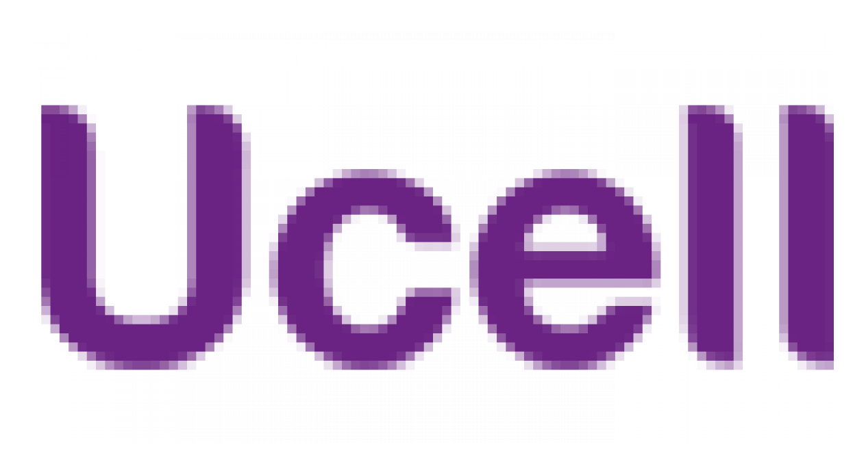 Ucell logo on a transparent background