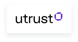 Utrust logo, white version, on a transparent background