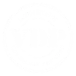 VDP logo, white icon version, on a transparent background