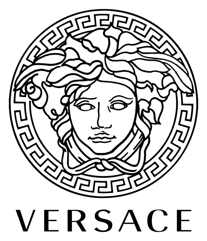 Versace logo, black icon version, on a transparent background