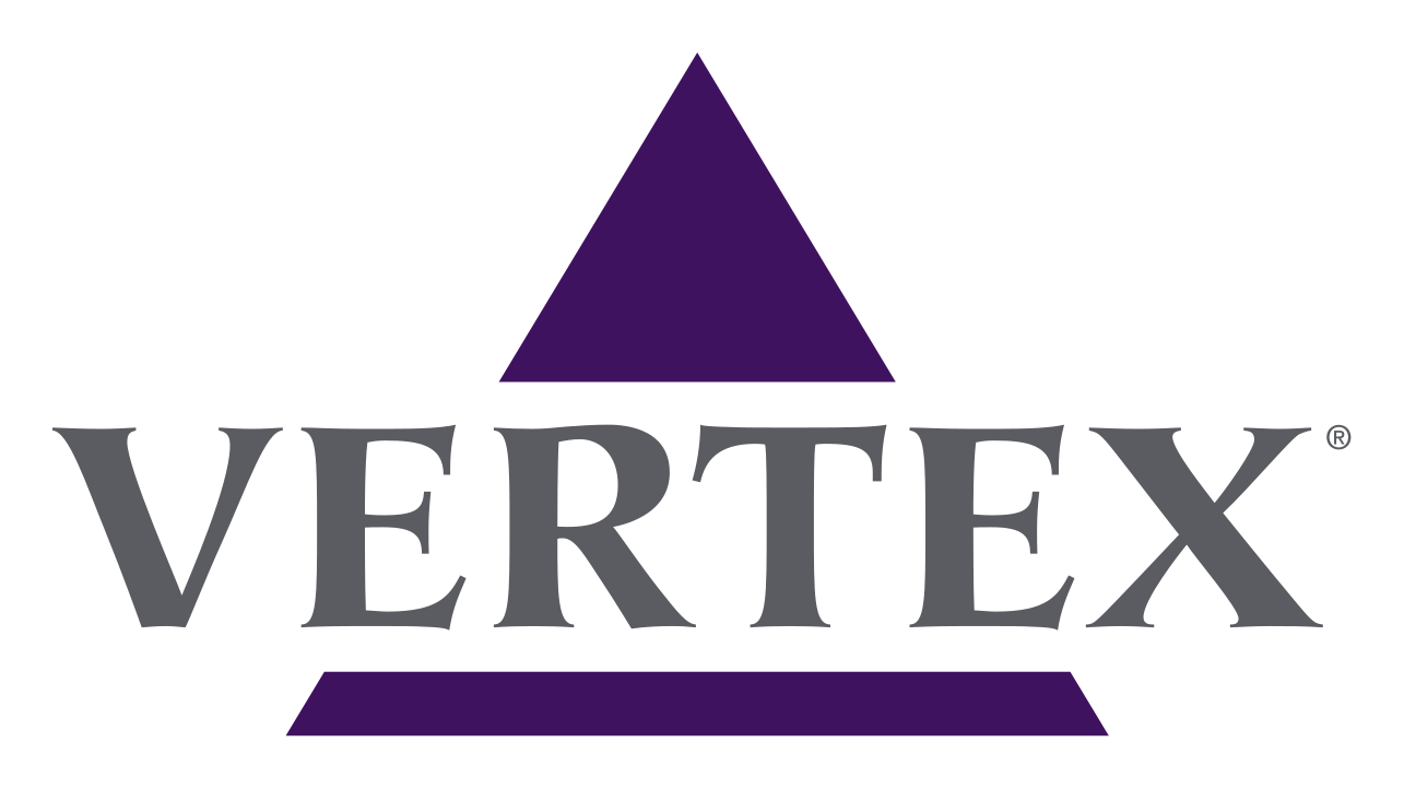 Vertex Pharmaceuticals logo on a transparent background