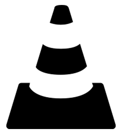 VLC logo, black icon version, on a transparent background