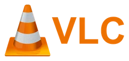 VLC logo, horizontal version, on a transparent background