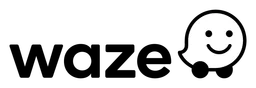 Logo Waze, version logotype noir, sur fond transparent