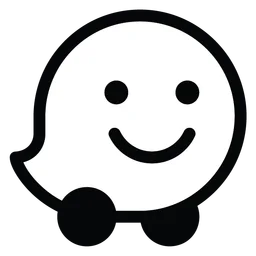 Logo Waze, version icône monochrome, sur fond transparent
