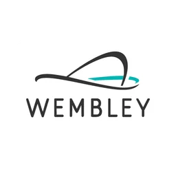 Wembley logo, white icon version, on a transparent background