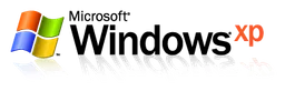 Windows XP logo, wordmark version, on a transparent background