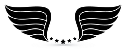 Wings logo, black wordmark version, on a transparent background