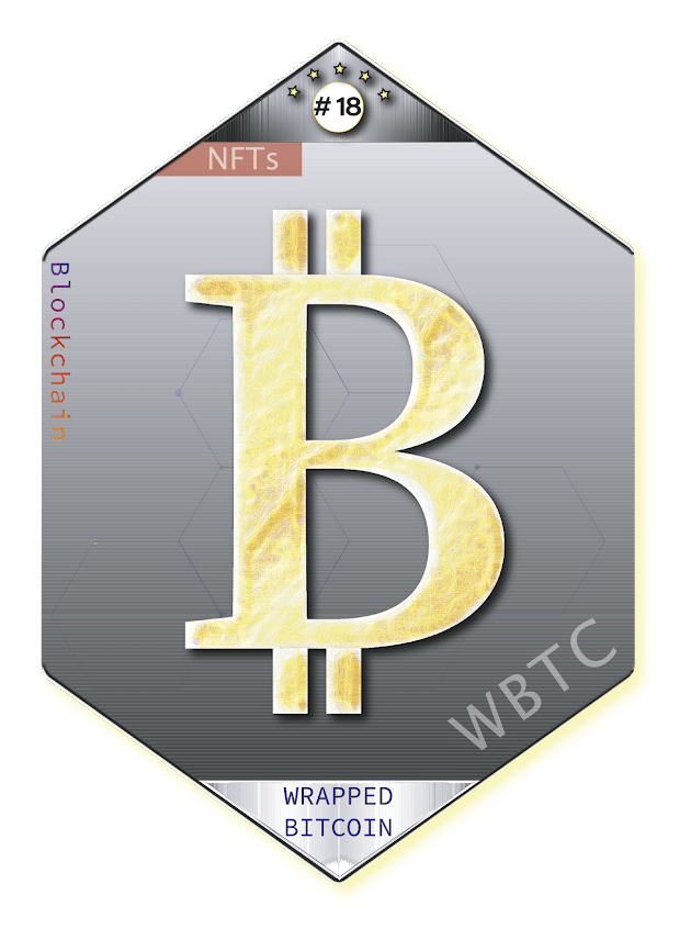 Wrapped Bitcoin logo, horizontal version, on a transparent background