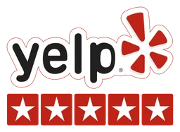 Logo de Yelp, versión horizontal, sobre fondo transparente