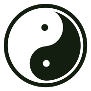 Yin and Yang logo, black icon version, on a transparent background