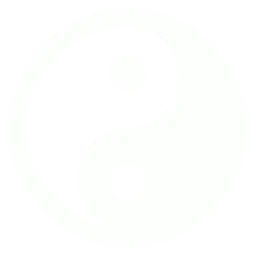 Yin and Yang logo, white icon version, on a transparent background