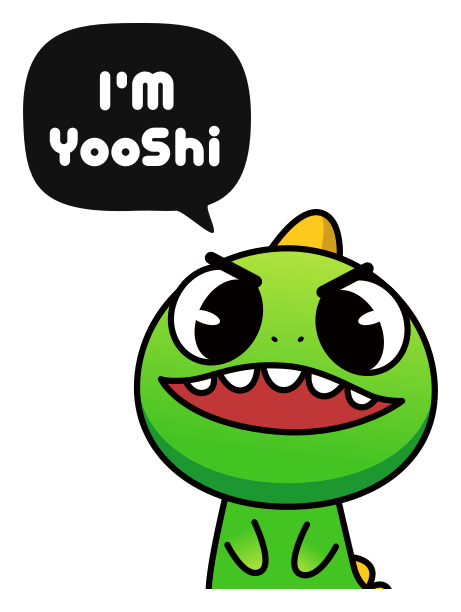 Yooshi logo, horizontal version, on a transparent background