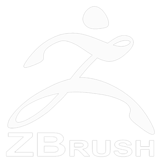 Zbrush logo, white icon version, on a transparent background