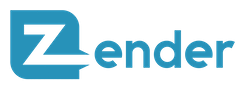Zender logo, wordmark version, on a transparent background