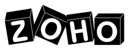 Zoho logo, black wordmark version, on a transparent background